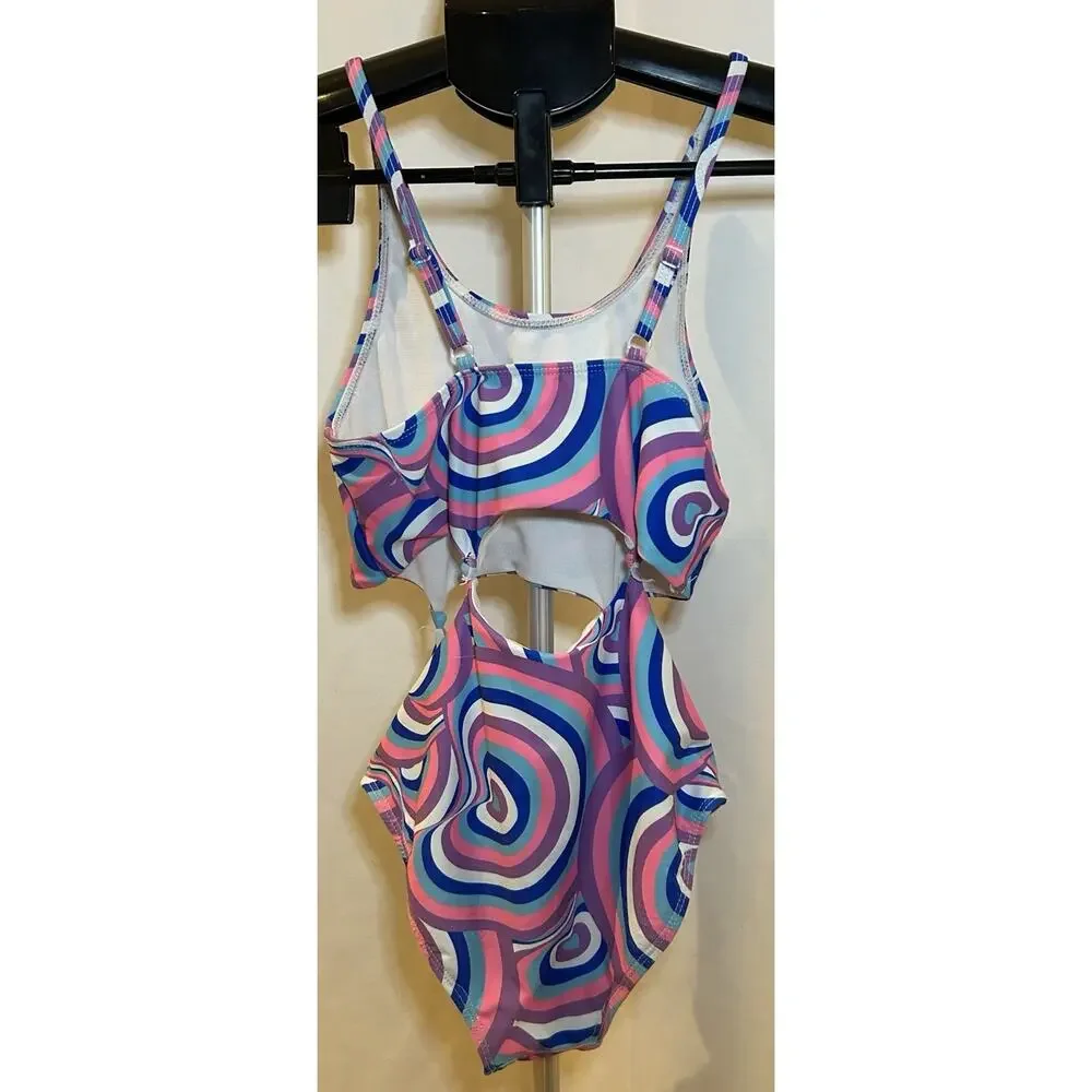 Dolphin Love Cut Out One Piece Swimsuit Girls size 10/12 - Picture 2 of 3